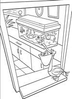 coloriage nemo se sauve dans le bec du pelican